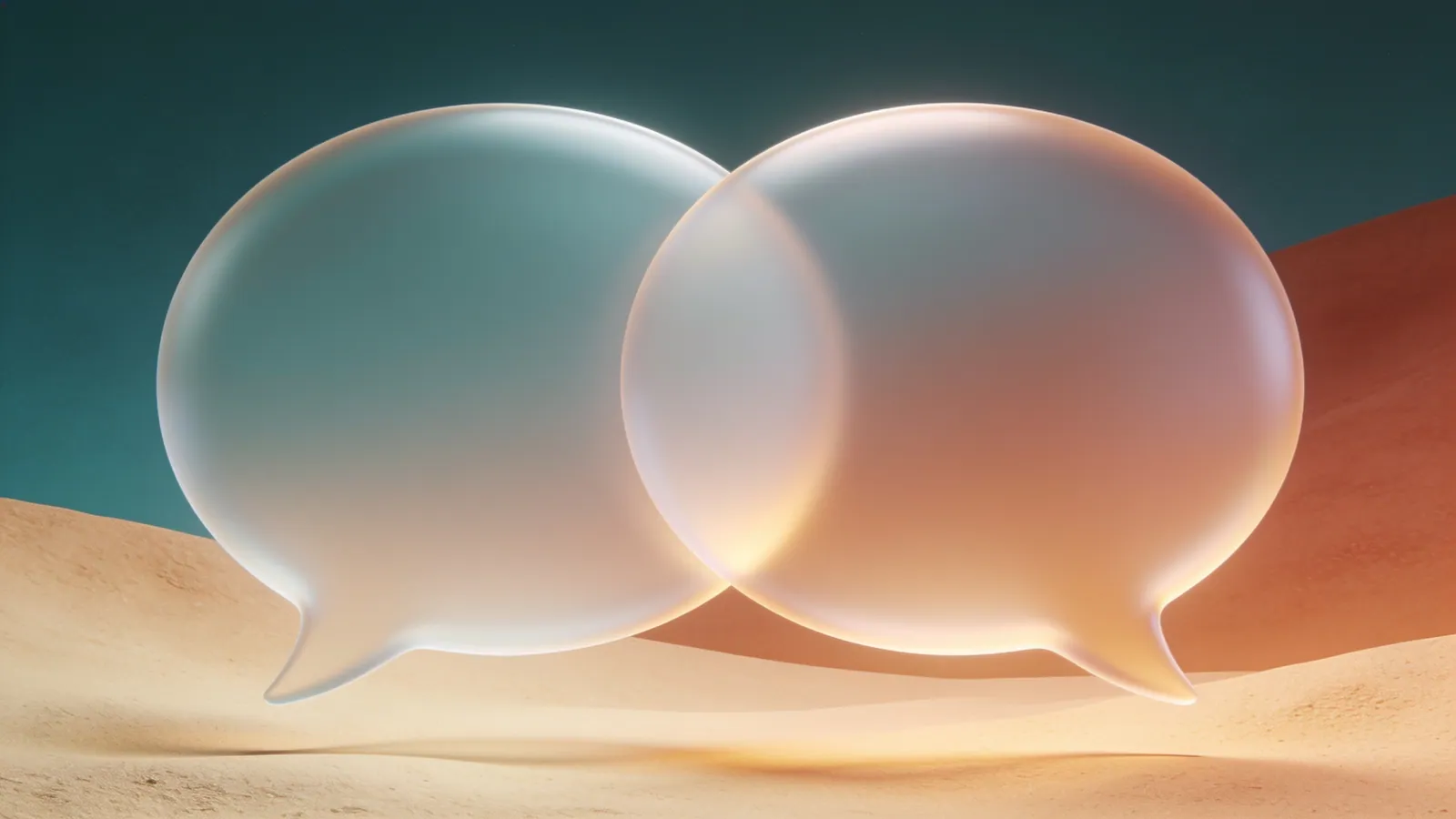 Two soft translucent speech bubbles gently overlapping