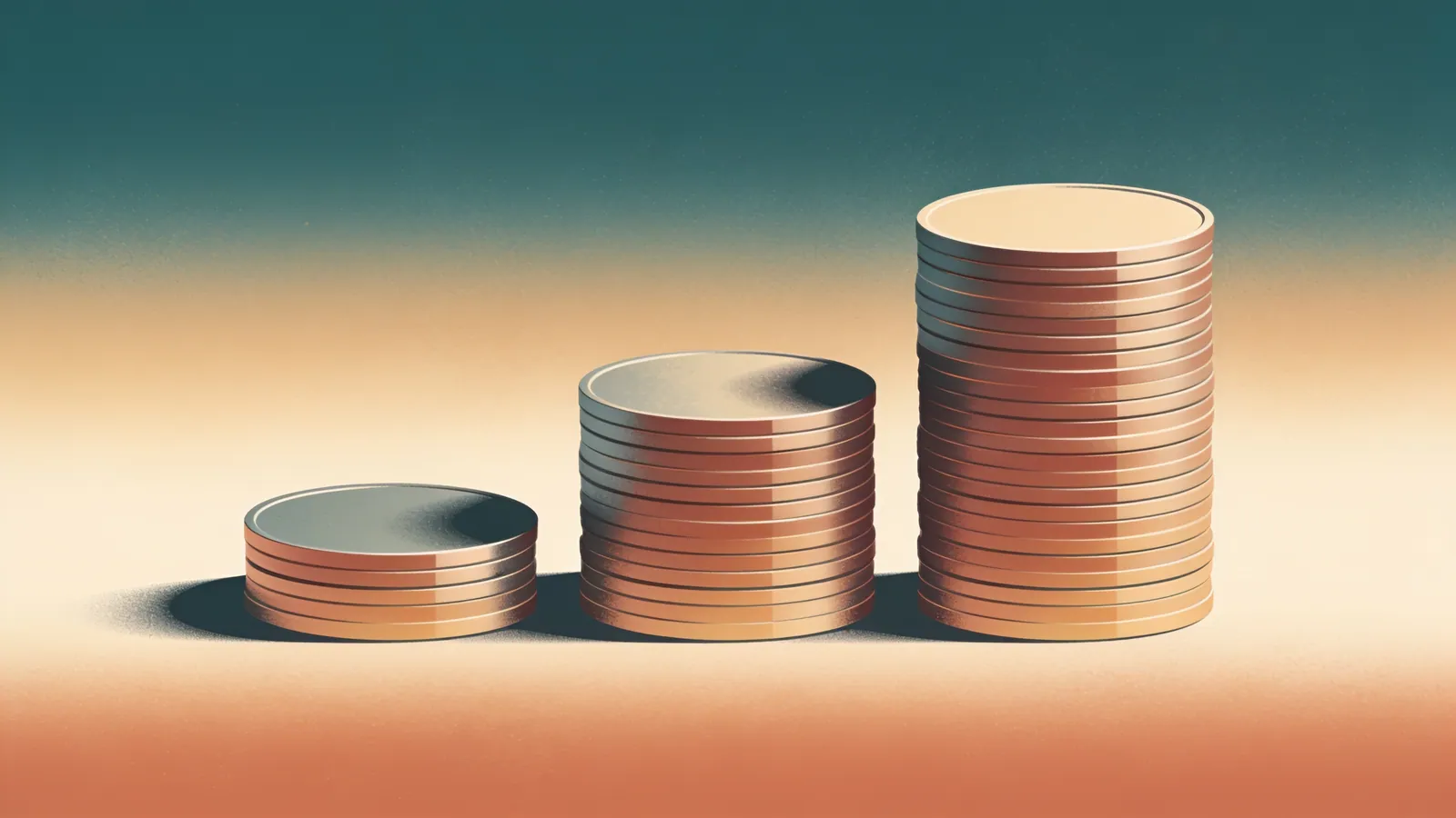 Stacked smooth discs arranged in gentle ascending columns